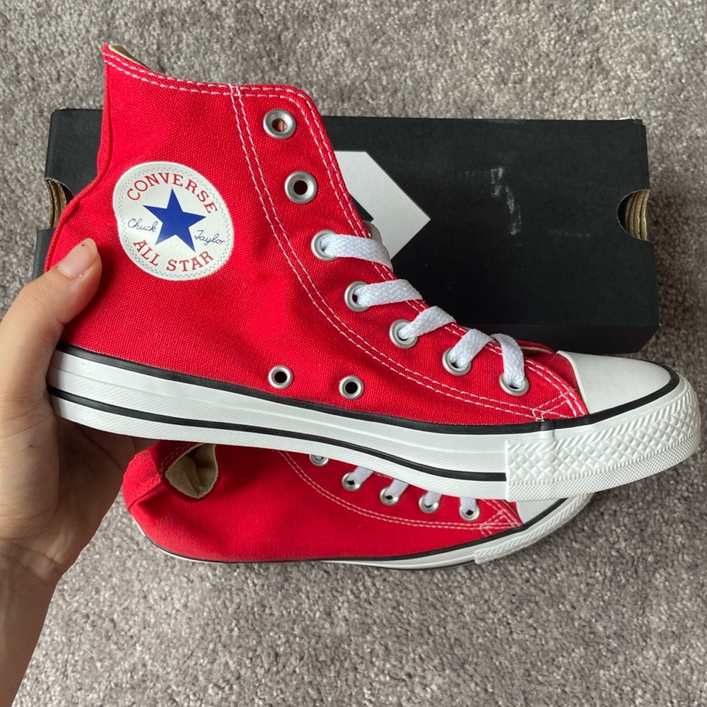 NEVER WORN Red High Top Converse